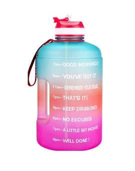 Motivational Water Bottle 73 Oz With Straw (Green/Pink Gradient)