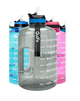 Motivational Gallon Straw Water Bottle (Grey)