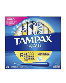 Tampax Pearl Tampons Regular Absorbency 50 count