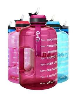 Motivational Gallon Straw Water Bottle (Bright Purple)