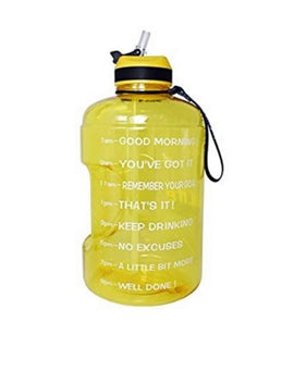 Motivational Gallon Straw Water Bottle (Yellow)