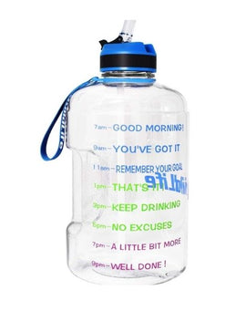 Motivational Water Bottle 73 Oz With Straw (Clear Blue)